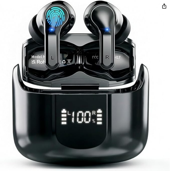 2026 Wireless Earbuds Bluetooth 5.4 Headphones 50+Hrs Earphones, 6D-Stereo
