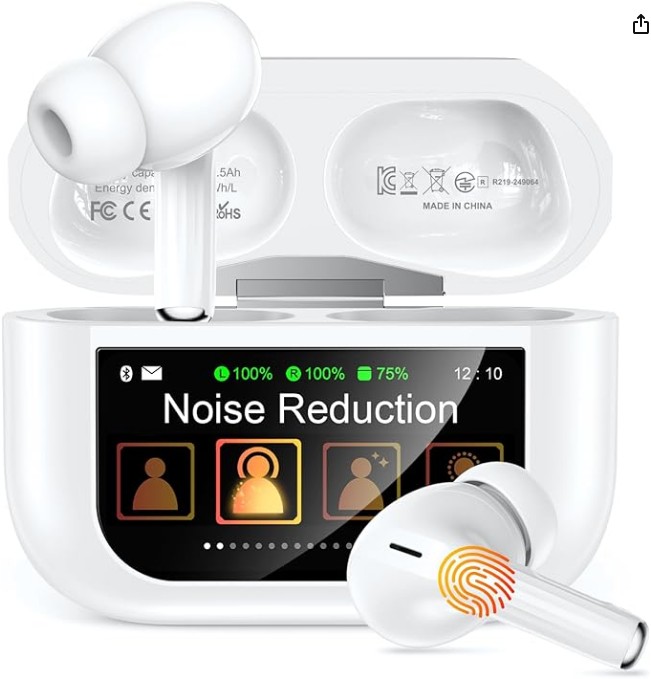 Wireless Earbuds, Smart Touchscreen Ear Buds, Noise Cancelling Headphones